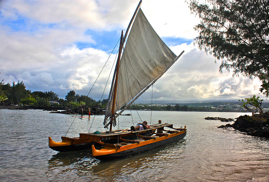 Captain Kikos Double Hulled Canoe Hawaii Island Photograph by Venetia Featherstone-Witty