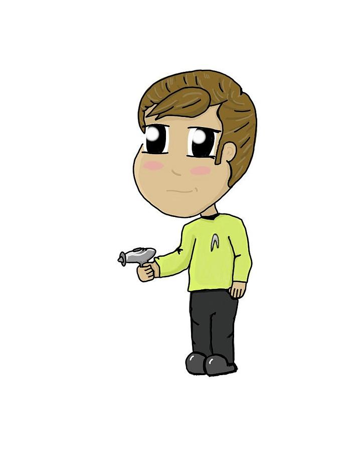 Star Trek Digital Art - Captain Kirk - Chibi by Sandi Marengo Lopez