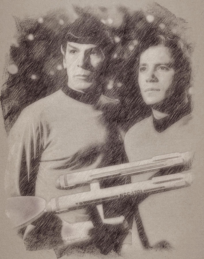 Hollywood Painting - Captain Kirk and Spock from Star Trek by Esoterica Art Agency