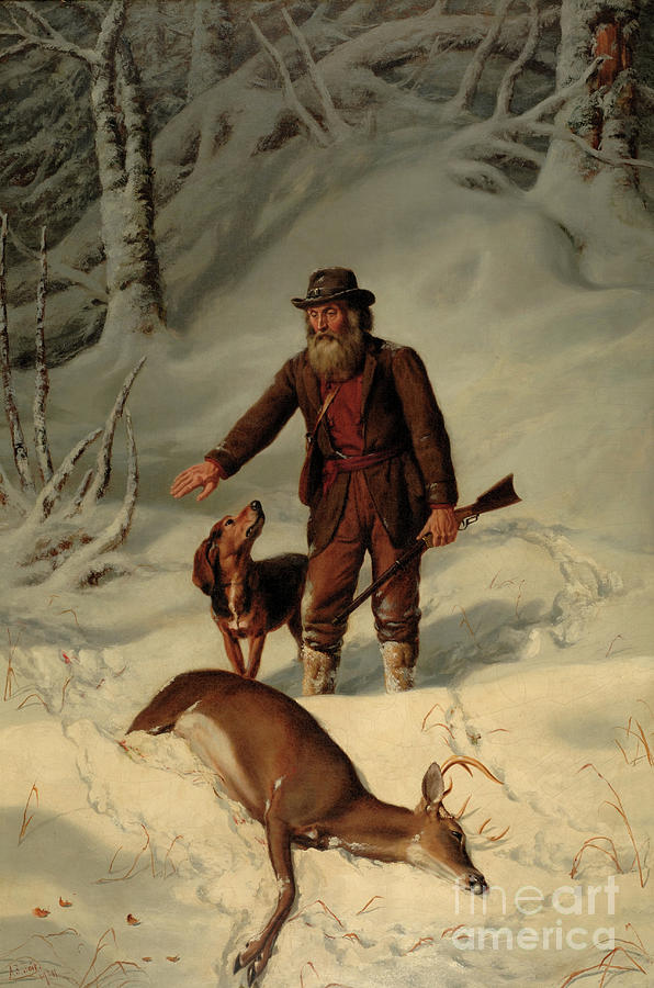 Arthur Fitzwilliam Tait Painting - Captain Parker, Still Hunting in the Snow by Arthur Fitzwilliam Tait