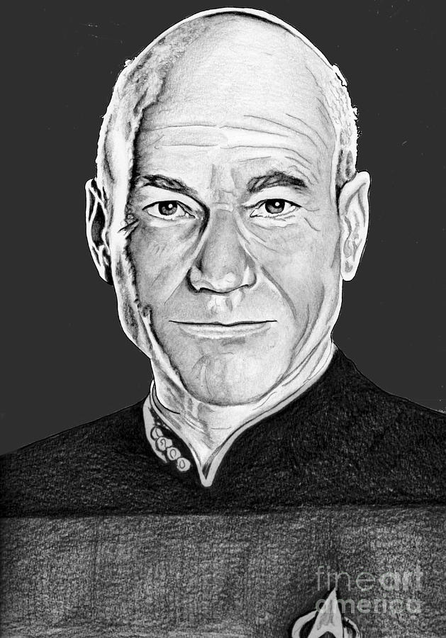 Captain Picard Drawing by Bill Richards