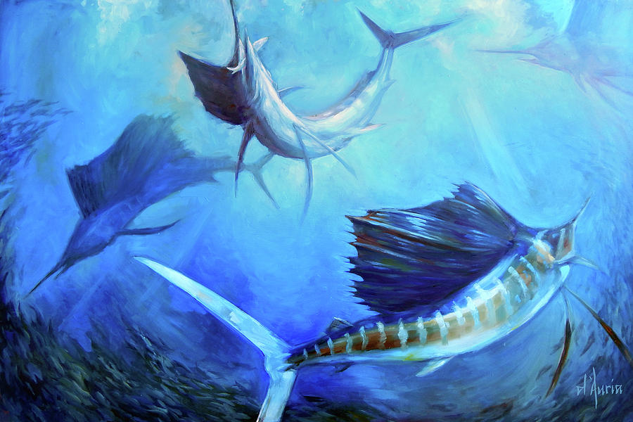 Swordfish Painting - Captains Dream by Tom Dauria