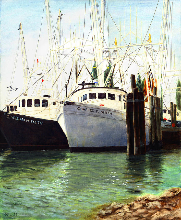 Captains Smith Morehead City North Carolina Original Fine Art Oil Painting Painting by G Linsenmayer