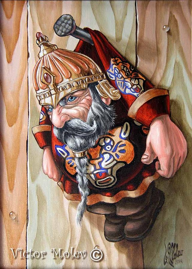 Captive dwarf in tiger suit Painting by Victor Molev