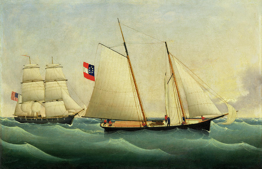 Capture of the Savannah by the U.S.S. Perry Painting by Fritz Muller