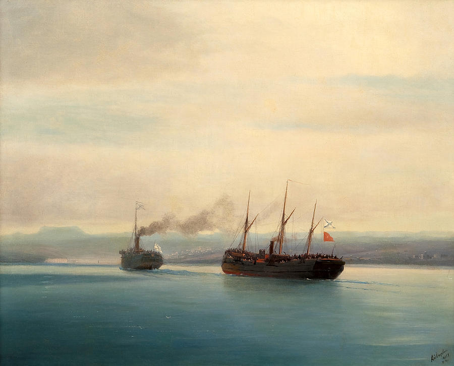 Ivan Konstantinovich Aivazovsky Painting - Capturing of the Turkish Ship Mersina by Ivan Konstantinovich Aivazovsky