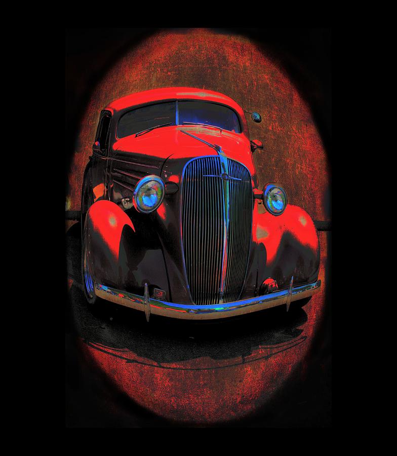 Car Art 0443 Red Oval Mixed Media by Lesa Fine
