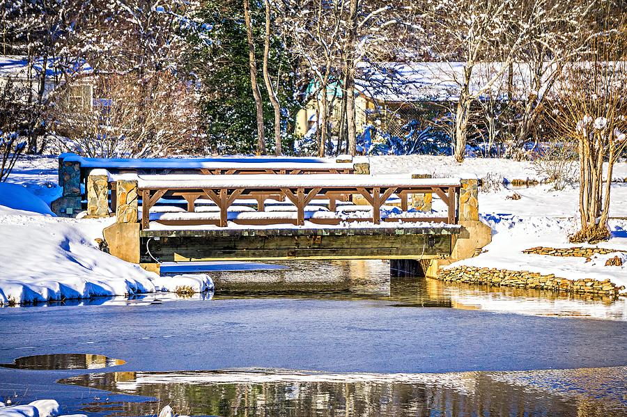 Car Crossing Bridge And Surrounding Winter Wonderland  Photograph by Alex Grichenko