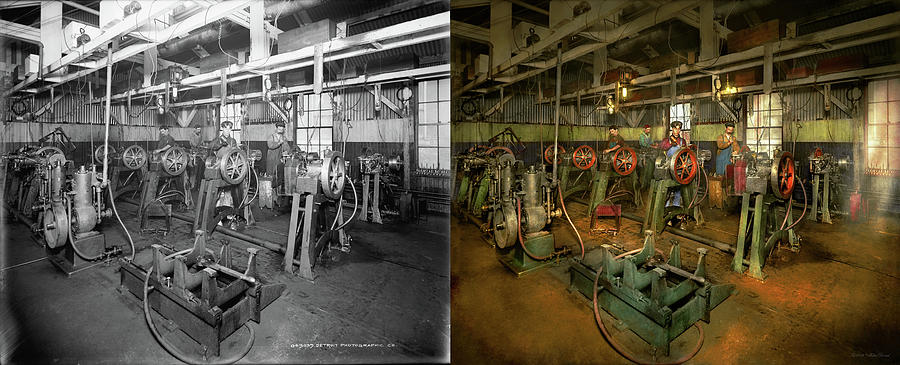 Car - Factory - Engine testing 1903 - Side by Side Photograph by Mike Savad