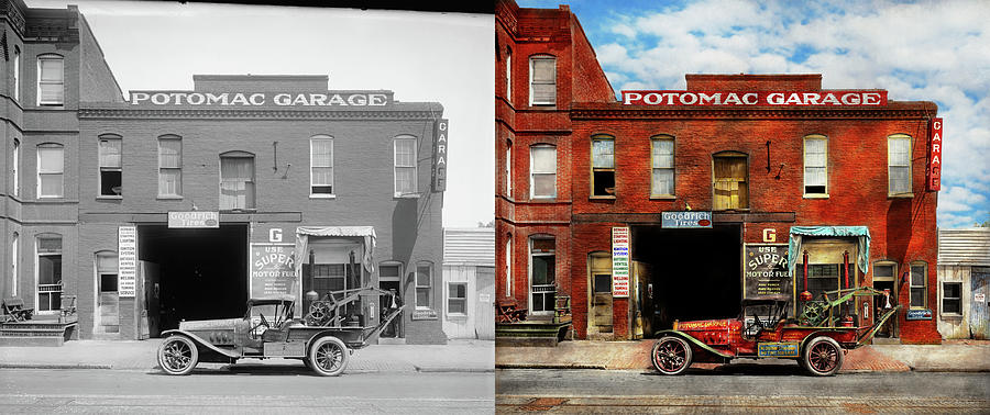 Car - Garage - Misfit Garage 1922 - Side by Side Photograph by Mike Savad