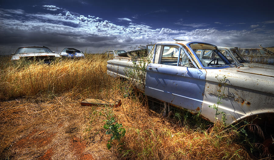Car Photograph - Car Graveyard by Wayne Sherriff