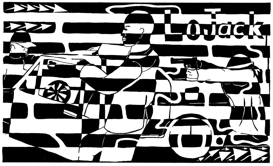 Lojack Drawing - Car-Jacking Maze for LoJack Advert by Yonatan Frimer Maze Artist Lojack Drawing - Car-Jacking Maze for LoJack Advert by Yonatan Frimer Maze Artist