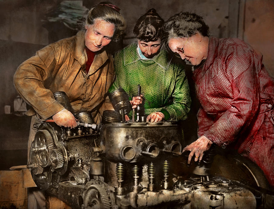 Car Mechanic - In a mothers care 1900 Photograph by Mike Savad