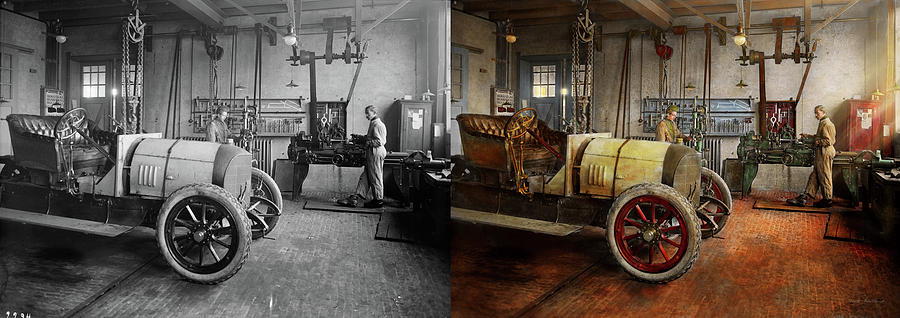 Car Mechanic - The overhaul 1915 - Side by Side Photograph by Mike Savad