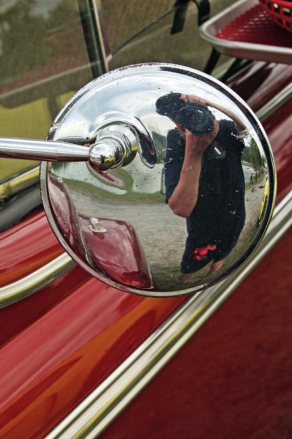 Car mirror reflection selfie Photograph by Karl Rose
