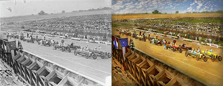 Car Race - Life in the fast lane 1925 - Side by Side Photograph by Mike Savad