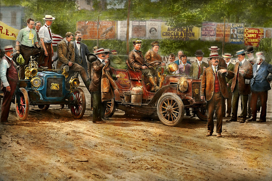 Hat Photograph - Car - Race - The end of a long journey 1906 by Mike Savad