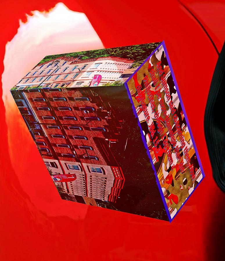 Car reflection and building as a box as art Digital Art by Karl Rose