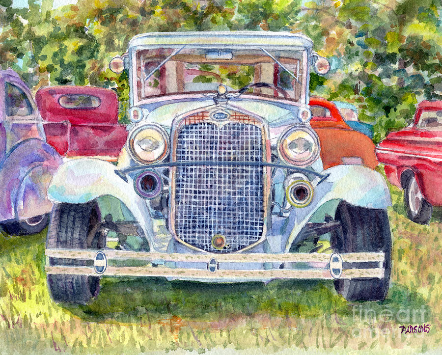 Car Show Painting by Pamela Parsons