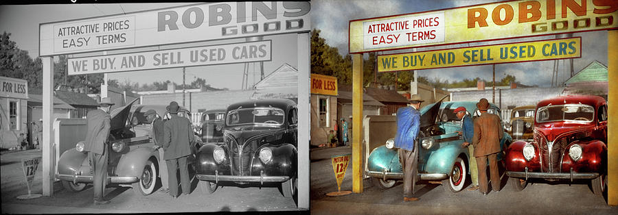 Car - Used - The sales pitch 1939 - Side by Side Photograph by Mike Savad