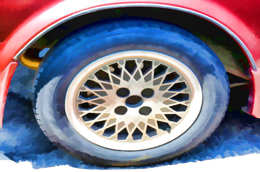 Car wheel on a car 1 Painting by Jeelan Clark