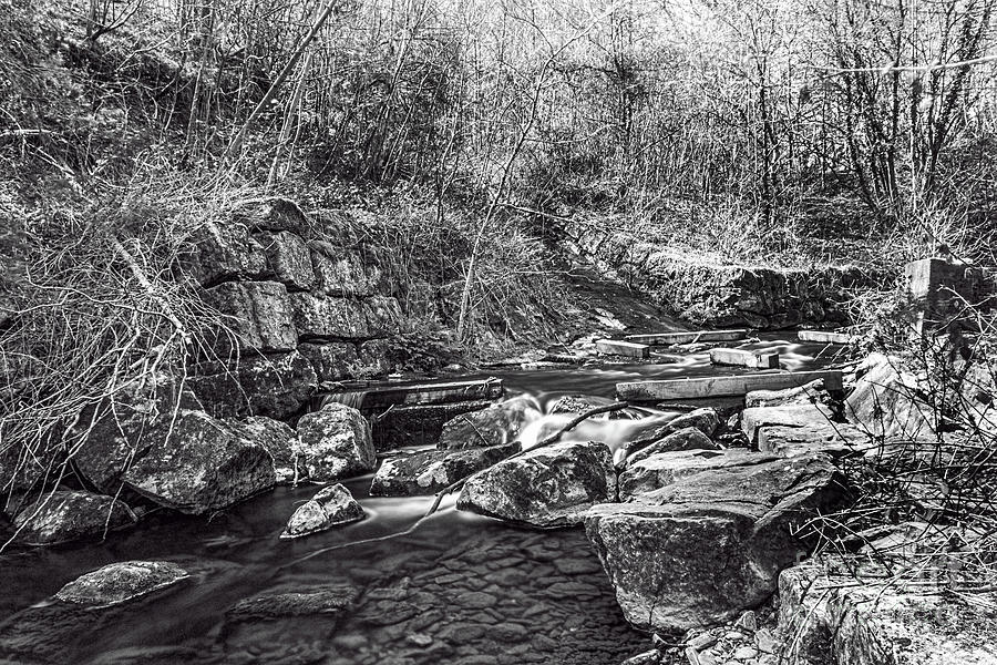Caradocs Falls 2 Mono Photograph by Steve Purnell