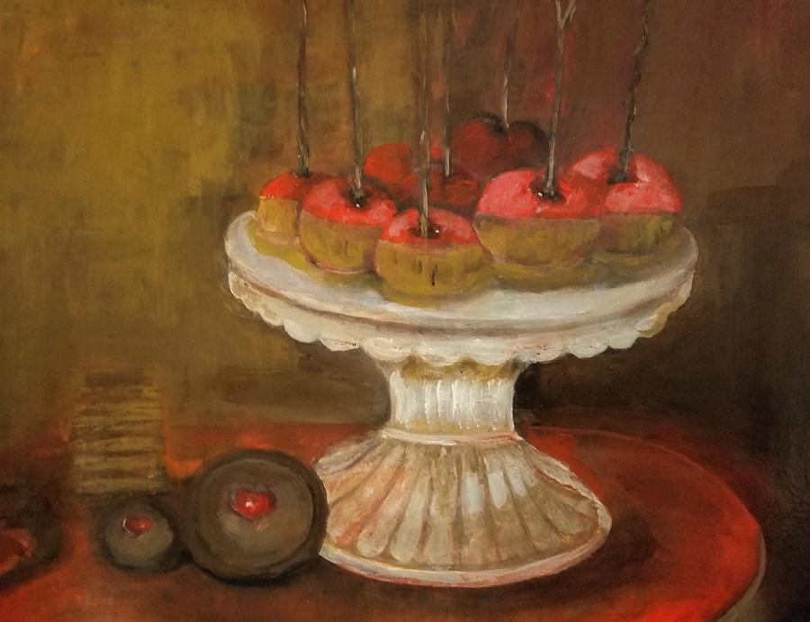 Caramel Apple Plate And Valentines Cookies Painting By Lisa Kaiser Digital Art