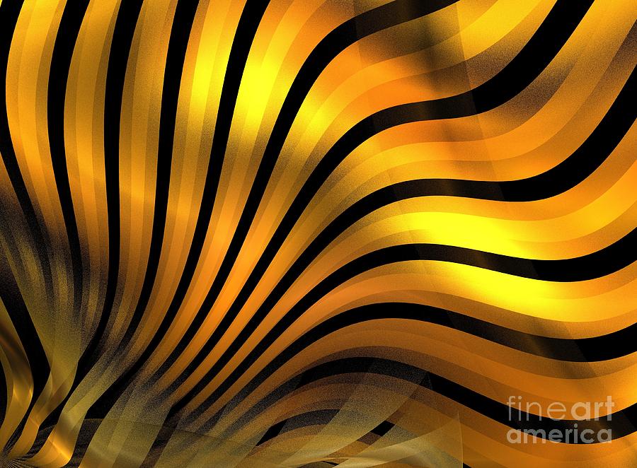 Abstract Digital Art - Caramel Gold Waves by Kim Sy Ok