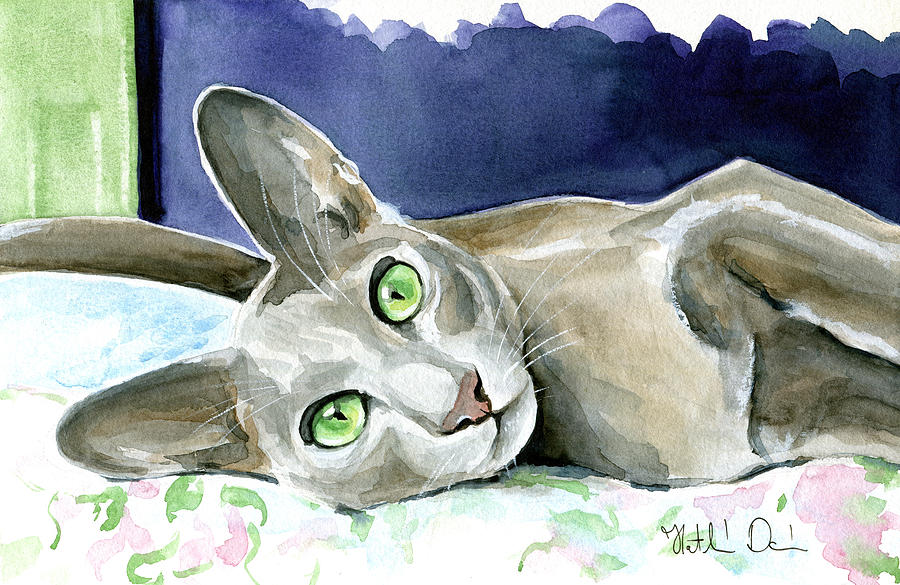 Caramel Oriental Cat Painting Painting by Dora Hathazi Mendes