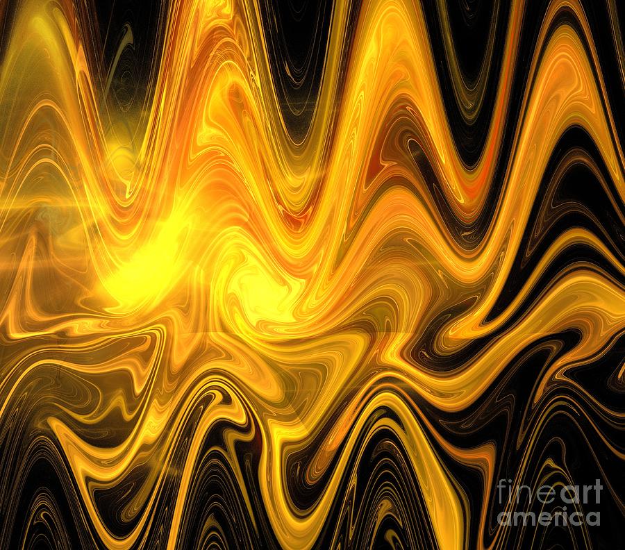 Abstract Digital Art - Caramel Waves by Kim Sy Ok