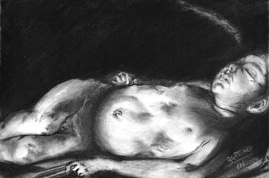 Caravaggios Sleeping Cupid Drawing by Gustavo Ramirez