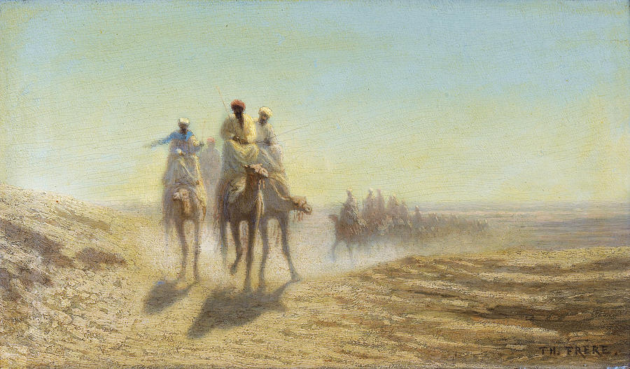Caravan in the Desert Painting by Charles-Theodore Frere