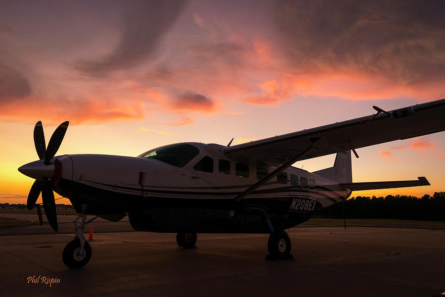 Aircraft Photograph - Caravan on the Ramp in the Sunset by Phil And Karen Rispin