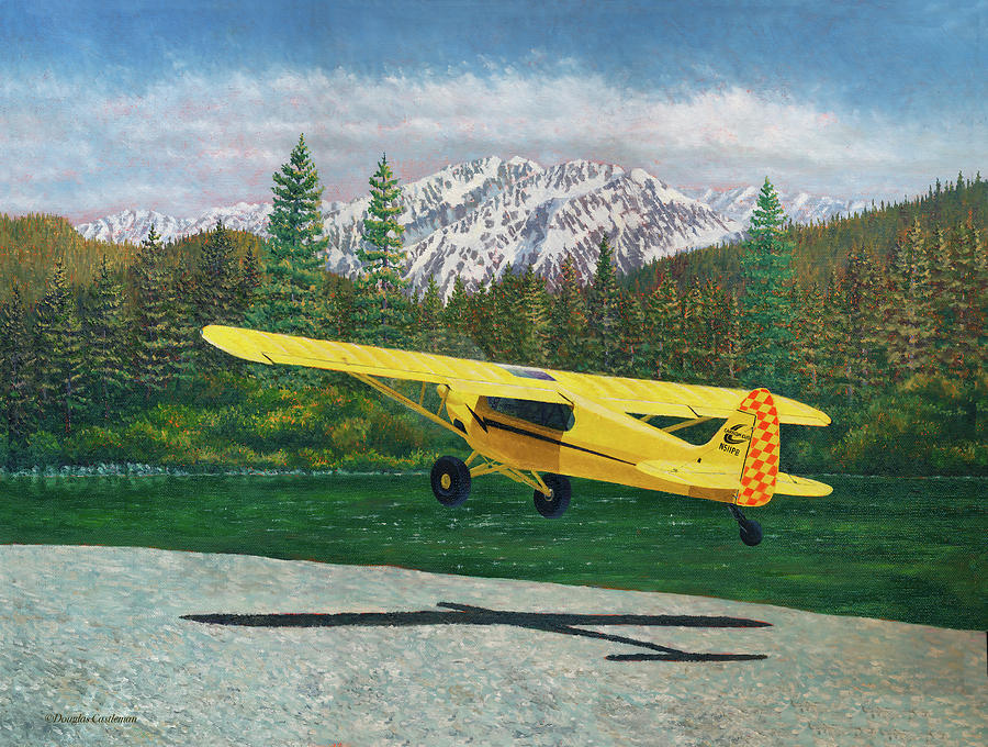 Carbon Cub Riverbank Takeoff Painting by Douglas Castleman