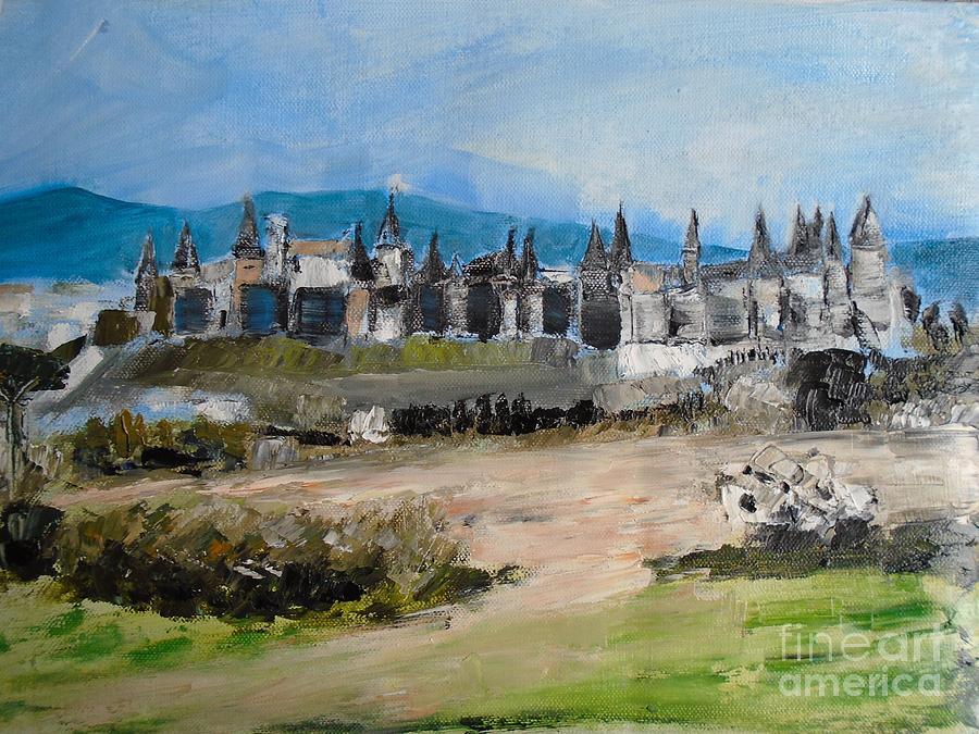 Carcassonne Castle, France Painting by Angela Cartner