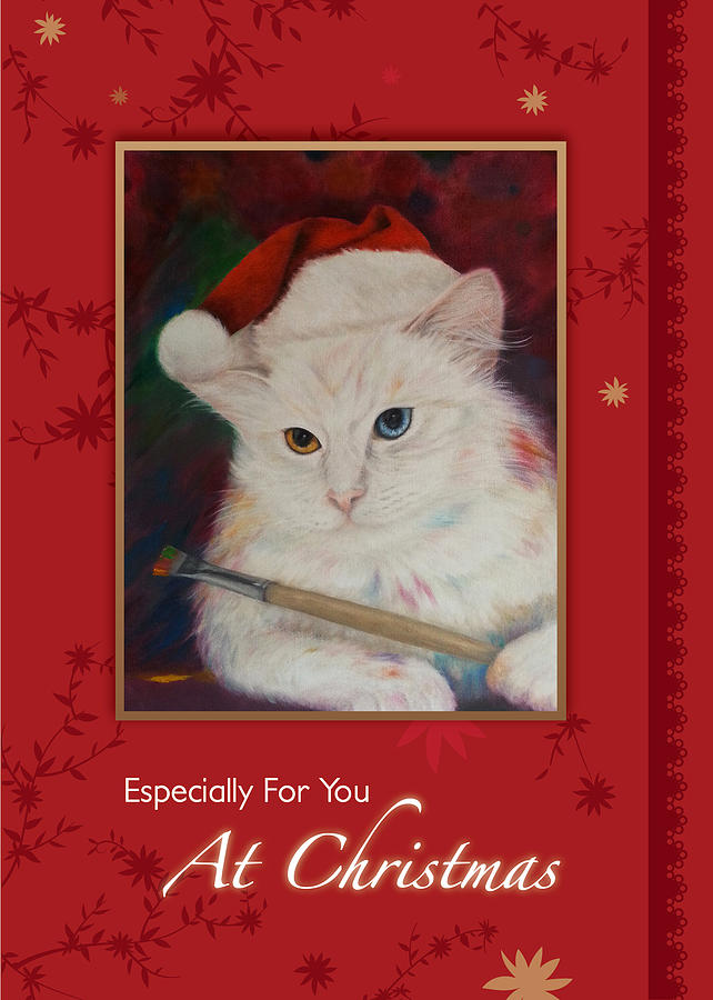 Cat Mixed Media - Card 1 by Kathleen Wong