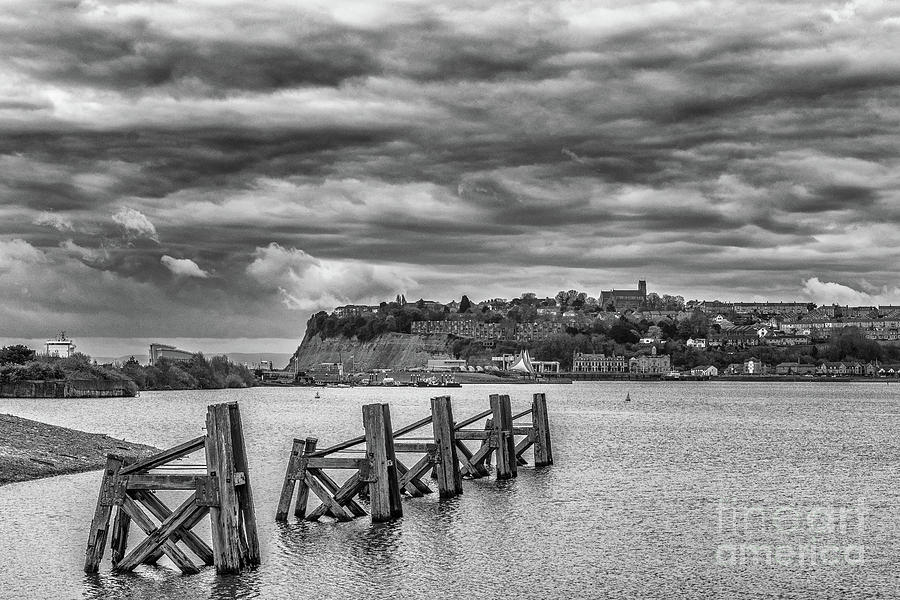 Cardiff Bay Dolphins Mono Photograph by Steve Purnell