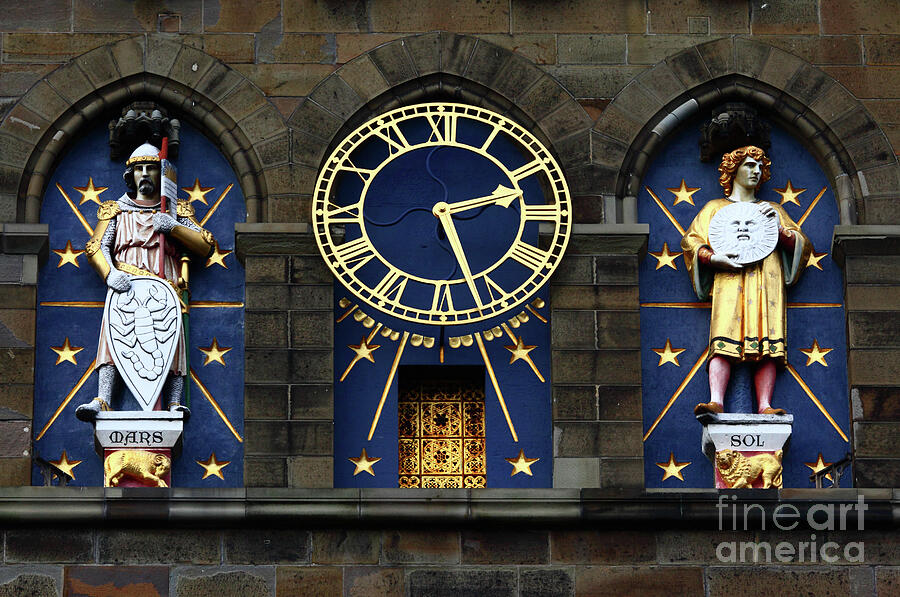 Mars And Sun Statues On Cardiff Castle Clock Tower Photograph by James Brunker