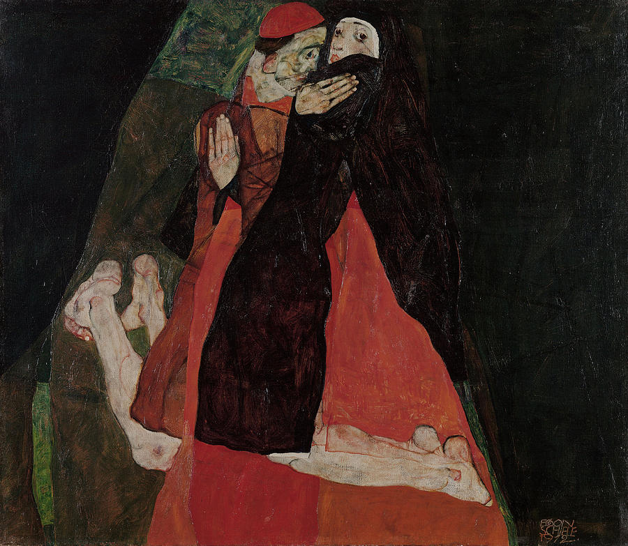 Egon Schiele Painting - Cardinal and Nun Caress 1912 by Egon Schiele