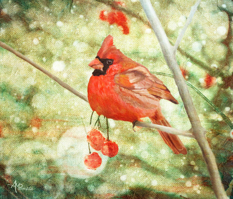 Cardinal Painting by Angeles M Pomata
