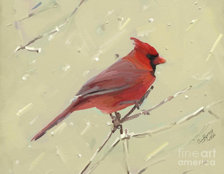 Cardinal Painting by Carrie Joy Byrnes