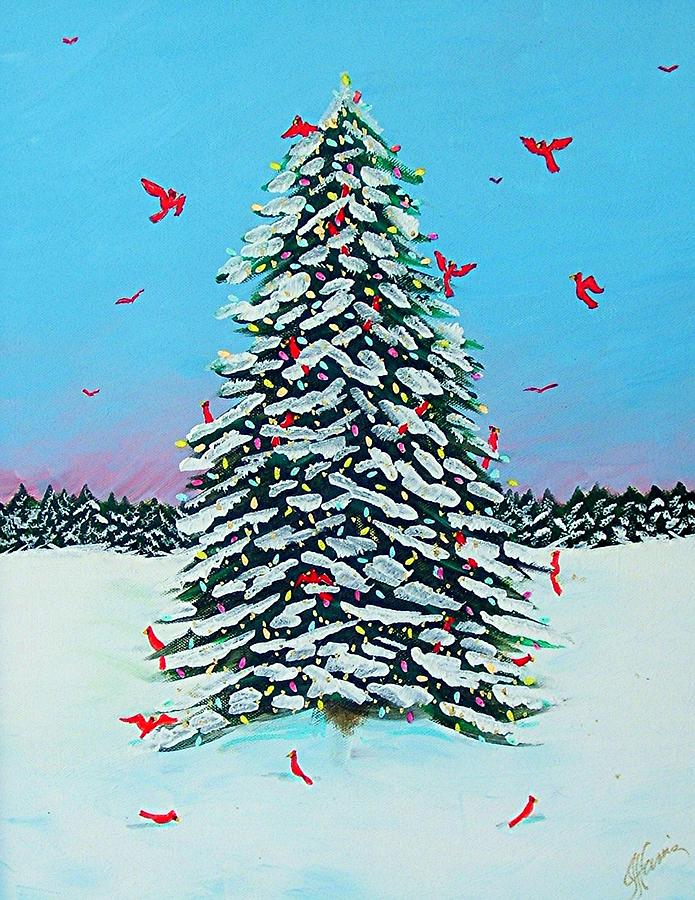 Cardinal Christmas Painting by Jim Harris