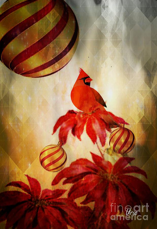 Cardinal Christmas Digital Art by Maria Urso