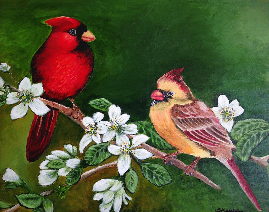 Cardinal Couple Painting by Susan Kayler
