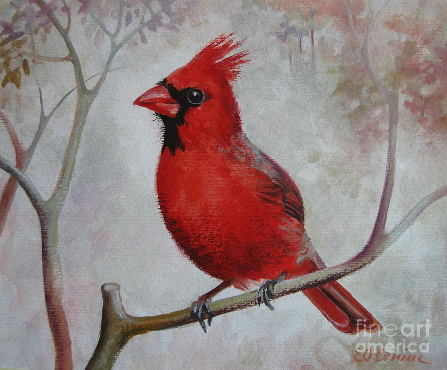 Cardinal Painting by Elena Oleniuc