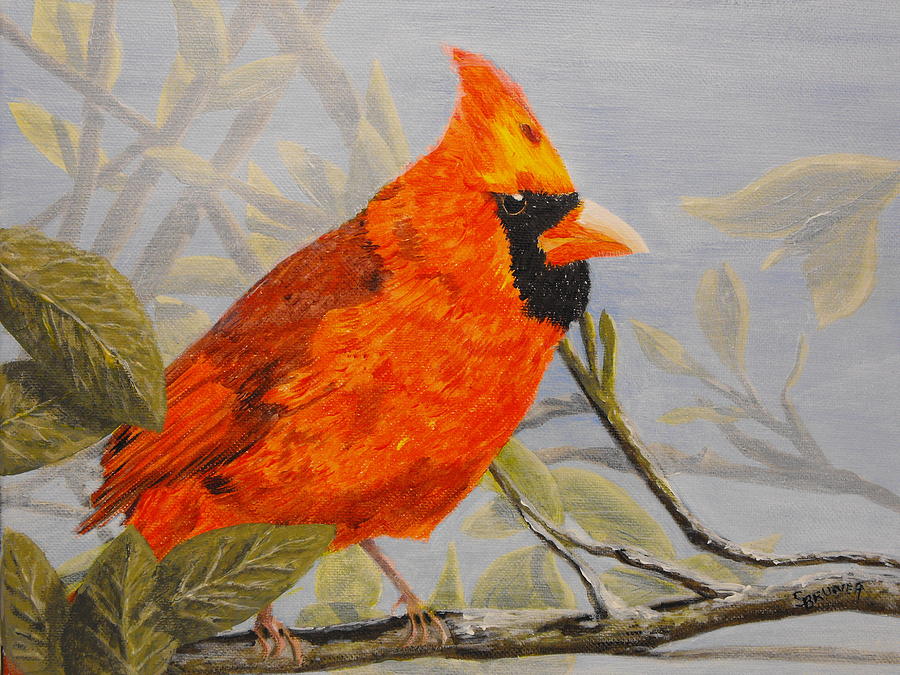Cardinal in all his Glory Painting by Susan Bruner