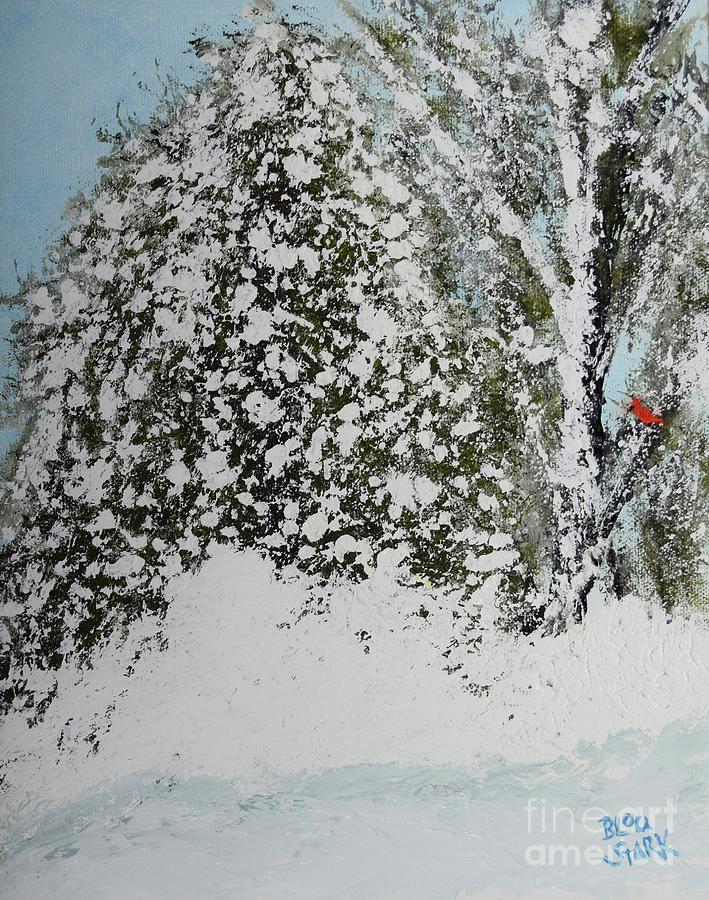 Cardinal in Snow  Painting by Barrie Stark