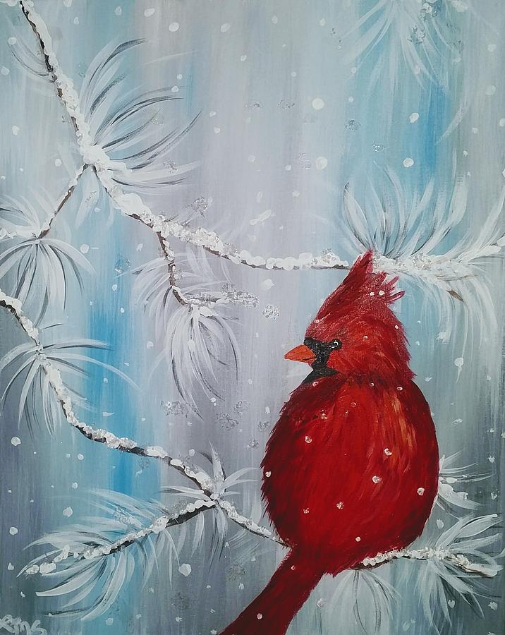 Cardinal in Winter Painting by Lynne McQueen
