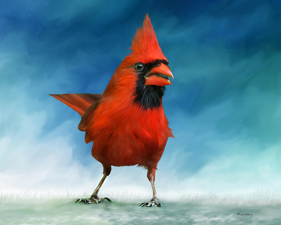 Nature Painting - Cardinal by Johanne Dauphinais