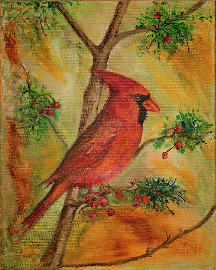 Cardinal Painting by Kathy Knopp